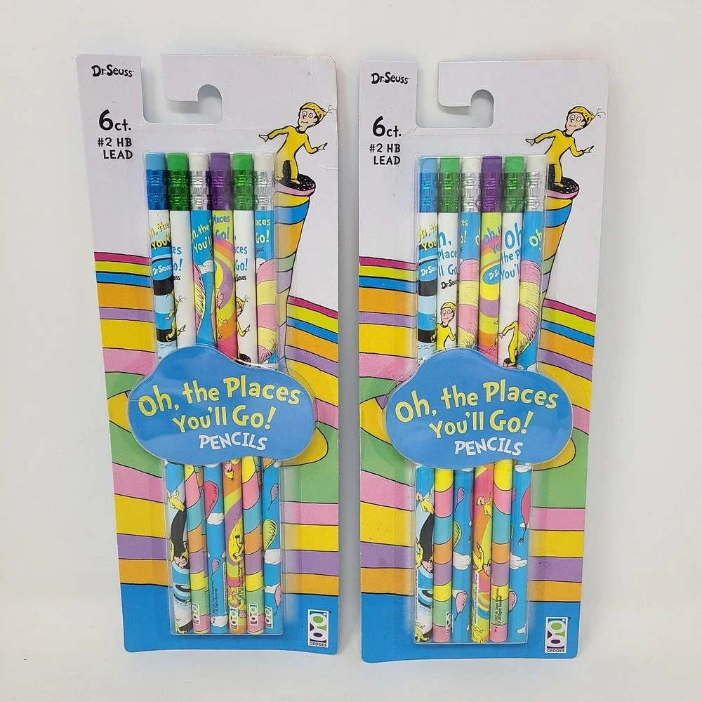 Lot of 2 | Dr. Seuss Pencils | Oh, the Places You'll Go! | 6 ct.